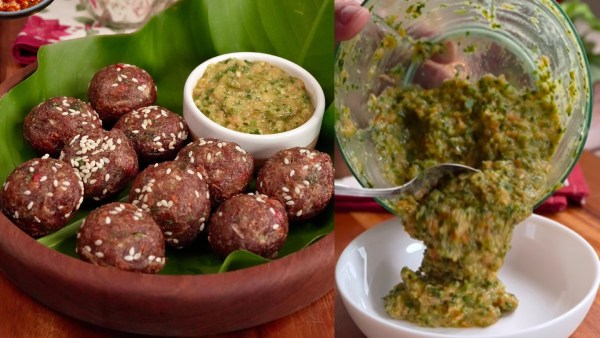 Tomato Chutney with Ragi Lauki Appe