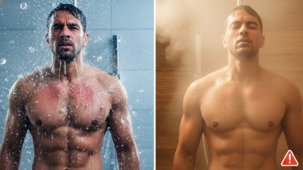 Hot water bath in winter