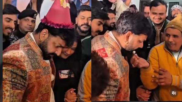 Pawan Singh at 40 Drunk amp amp Unsteady Viral Actress Feeding Cake Sparks 3rd Marriage Rumours