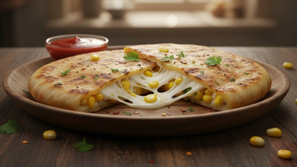 Sweet Corn Cheese Paratha for kids