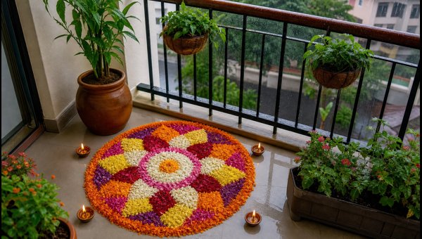 Onam Pookalam Ideas 2026: Rain-Proof and Space-Saving Designs for Apartments