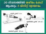  അഞ്ച് മിനിറ്റ് വ്യായാമം 30 ദിവസം ശീലമാക്കൂ; മാറ്റം അനുഭവിച്ചറിയാം