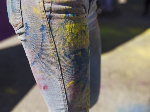 denim stained with colors