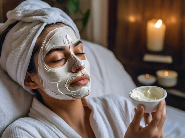 woman applied face pack