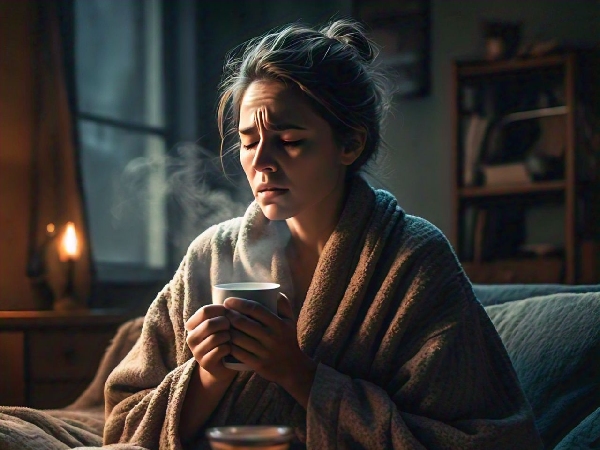 woman suffering cough and fever