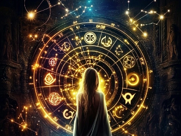 woman and astrology symbol