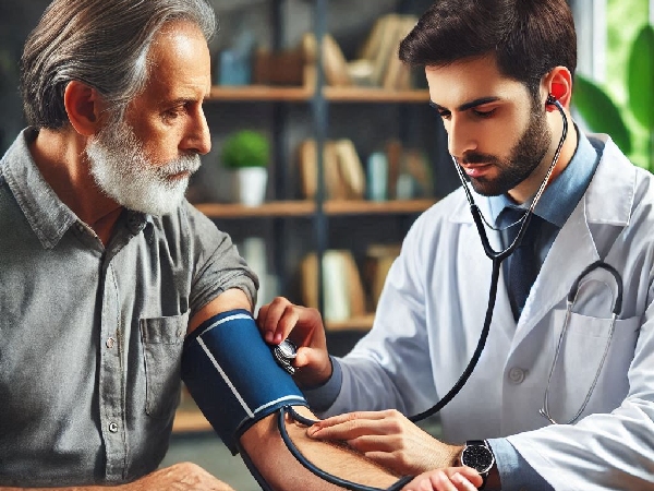 checking blood pressure
