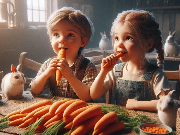 children eating carrot