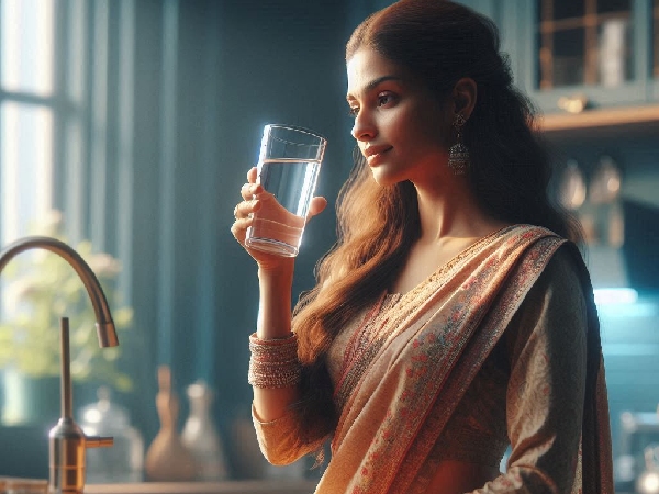 woman drinking water