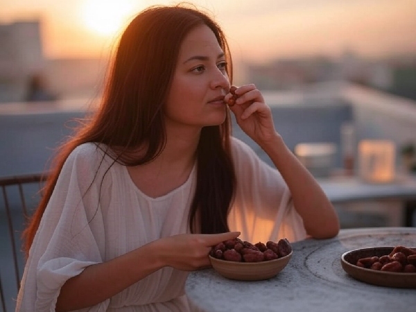 woman eating dates