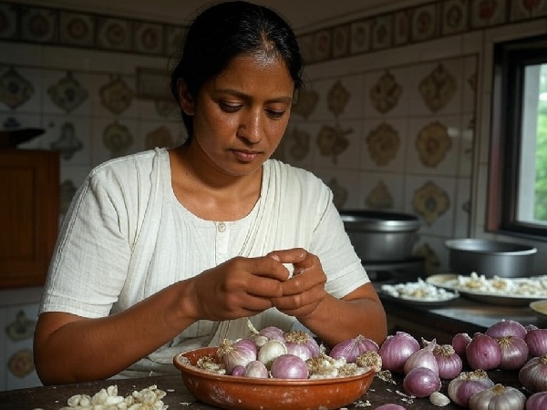 cleaning shallot and garlic