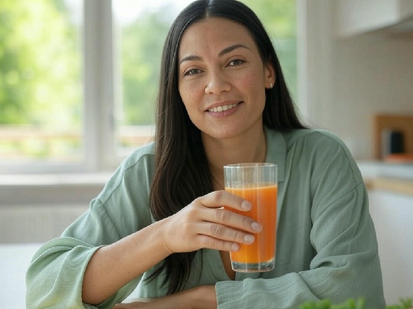 woman drinking juice