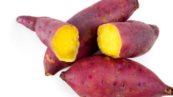 Eating Boiled Sweet Potato