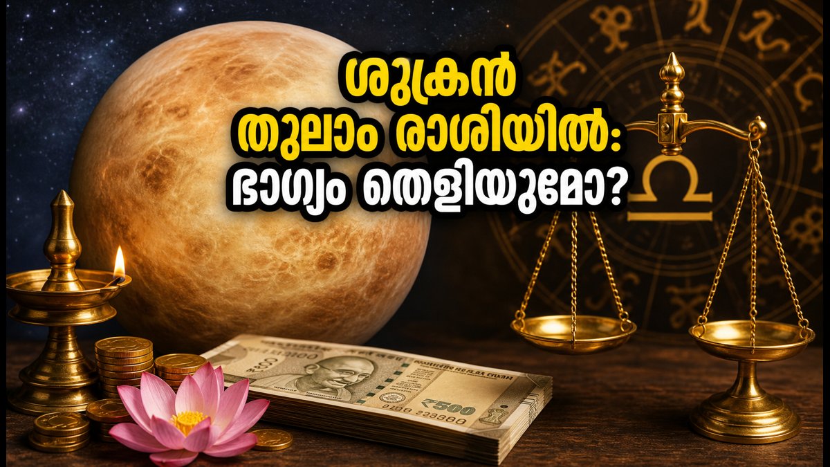ശുക്രൻ തുലാം രാശിയിലേക്ക്: ഈ രാശിക്കാർക്ക് ഇനി സുവർണ്ണകാലം, ഇന്നത്തെ ശുഭമുഹൂർത്തങ്ങൾ അറിയാം