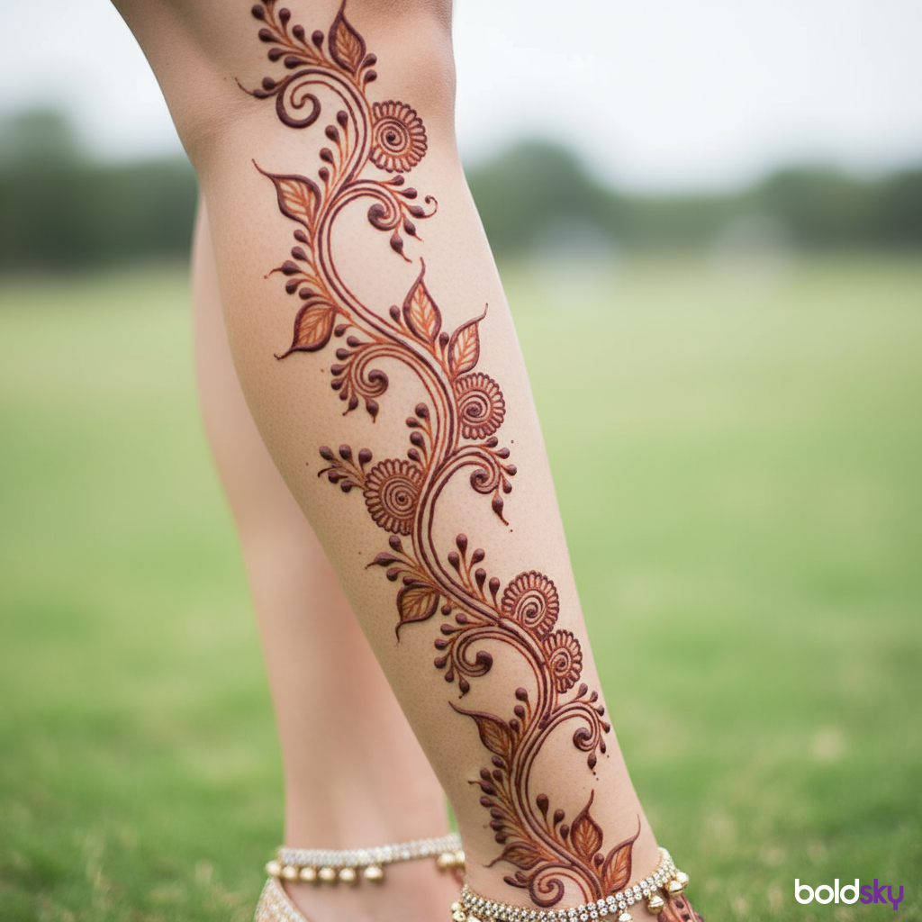 Delicate vine bridal shin mehndi