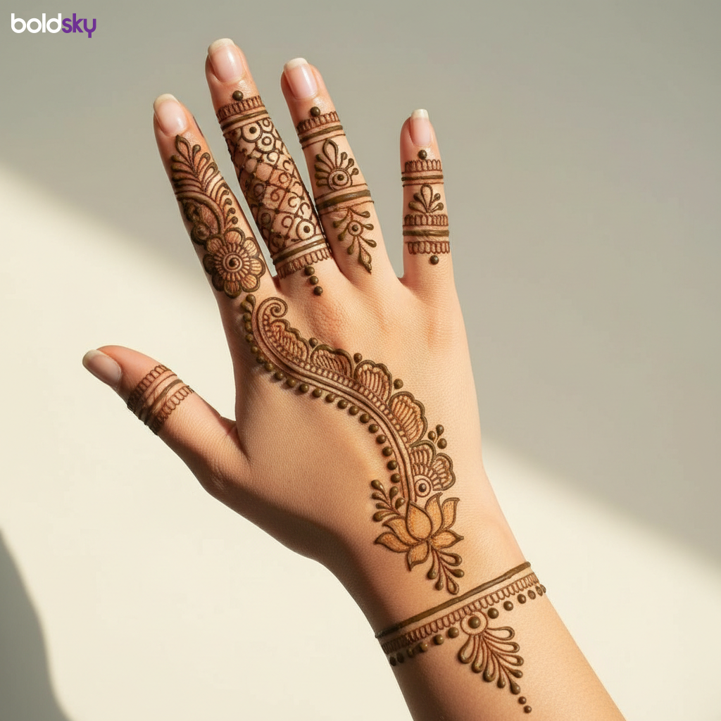 Right back finger-focused elegant mehndi