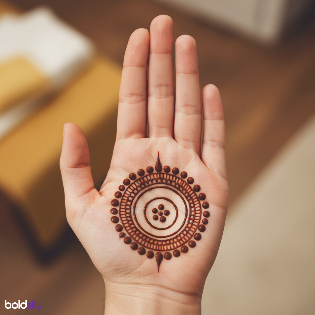 Left front hand simple mandala mehndi