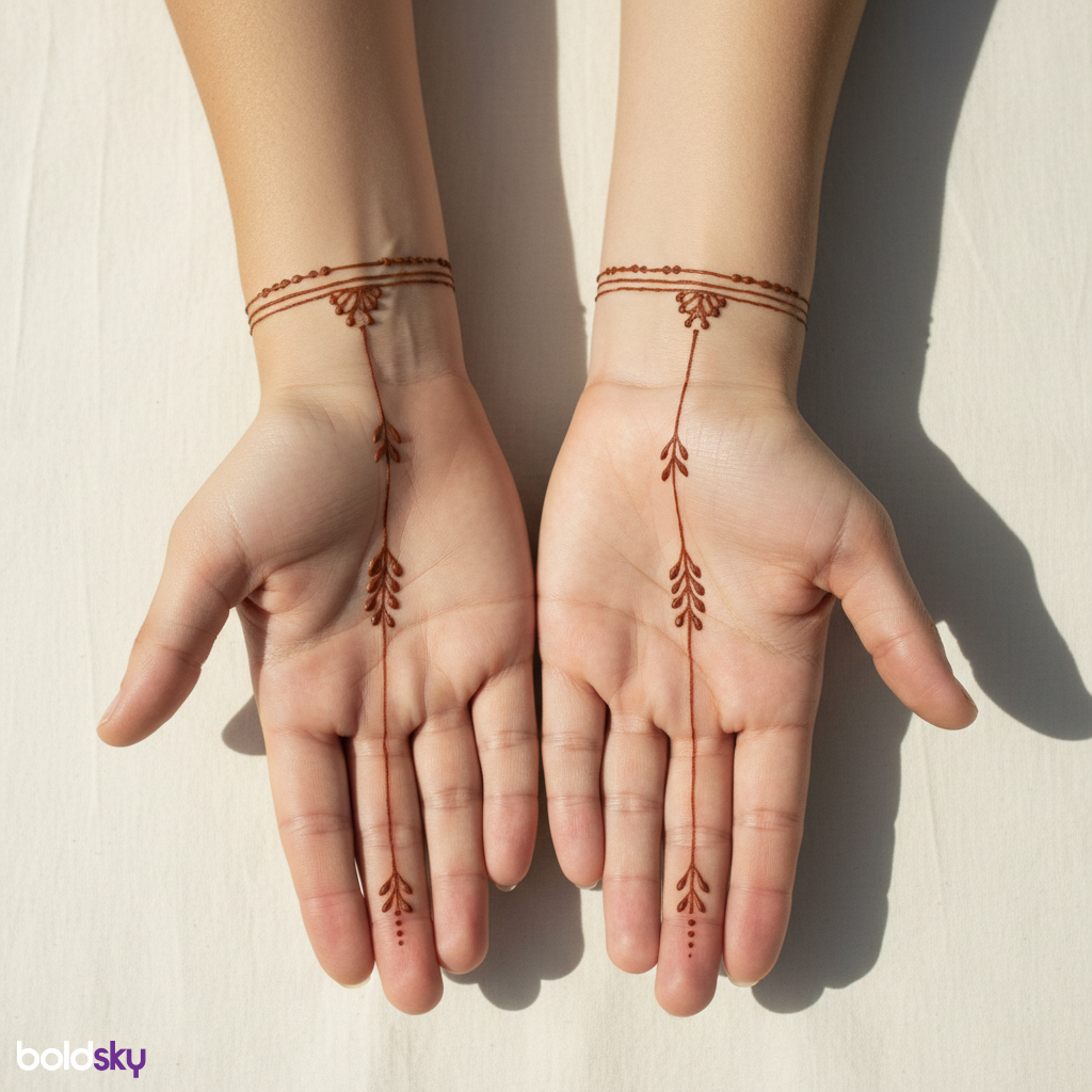 Both palms matching minimalist mehndi
