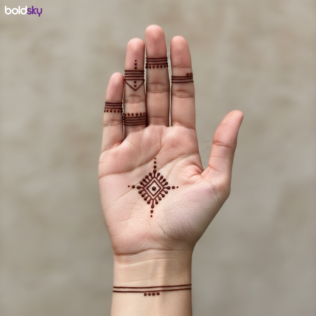 Right hand minimalist geometric mehndi design
