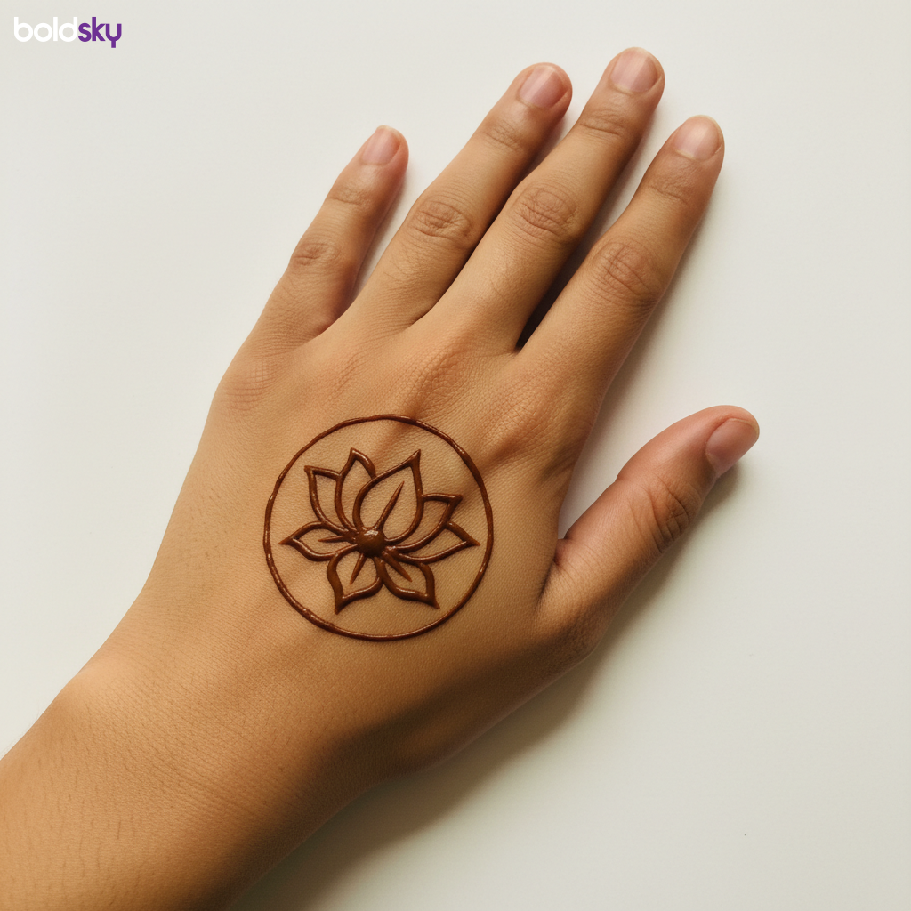 Left back hand minimalist mandala mehndi