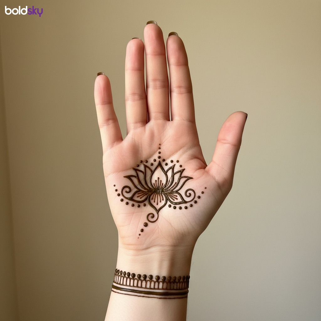 Right palm simple elegant floral mehndi.