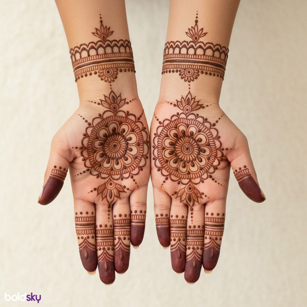 Both palms symmetrical mandala mehndi design