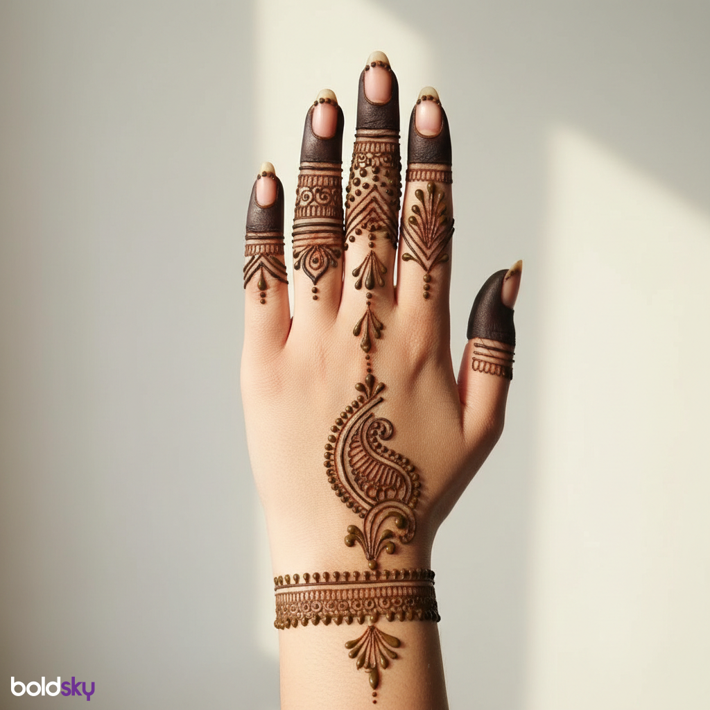 Left back finger-focused elegant mehndi