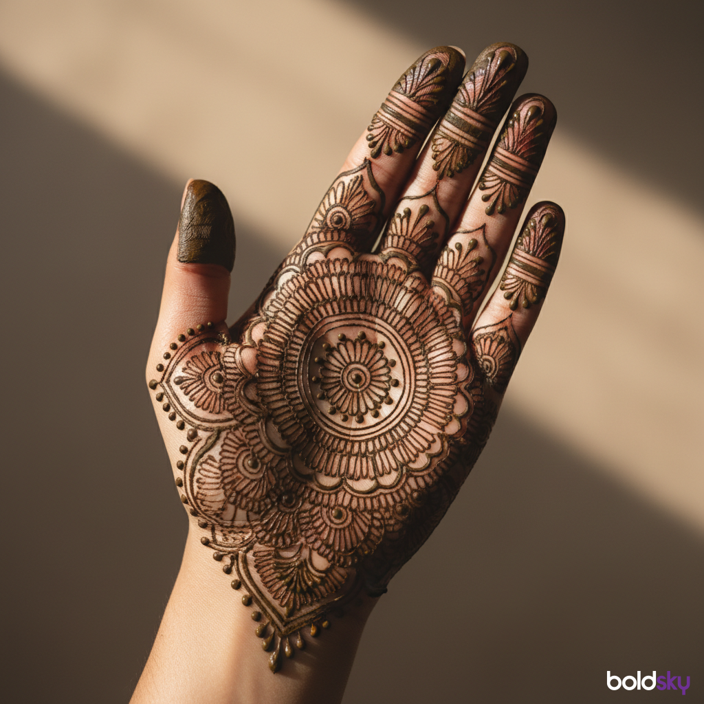left palm mandala mehndi design