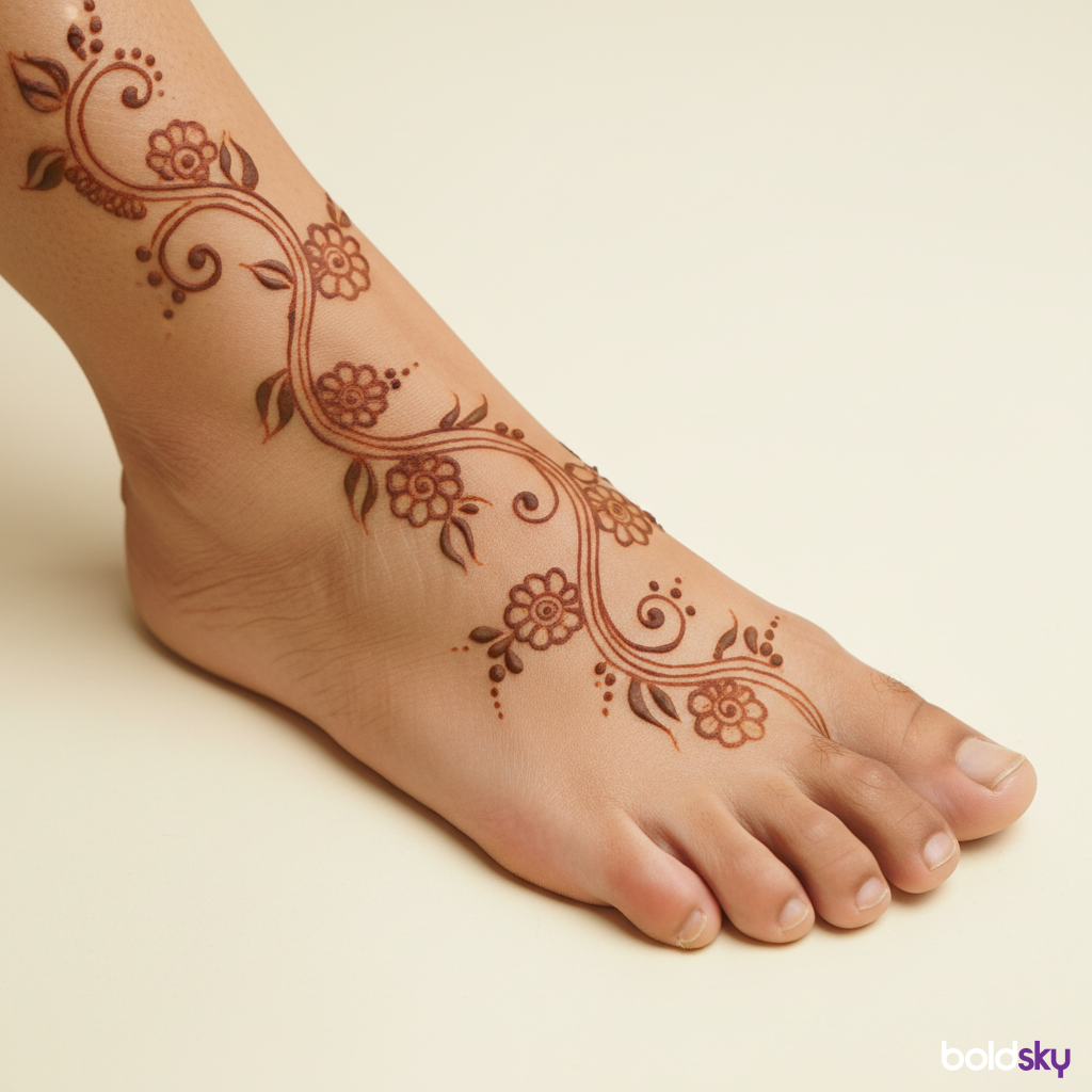 top of right foot delicate mehndi