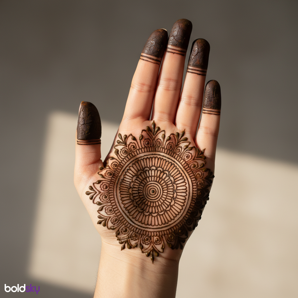left palm mandala mehndi design