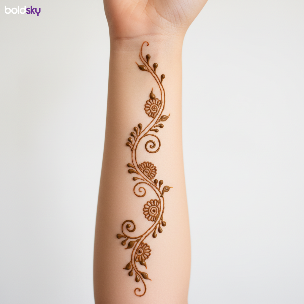 Child's forearm trailing vine mehndi
