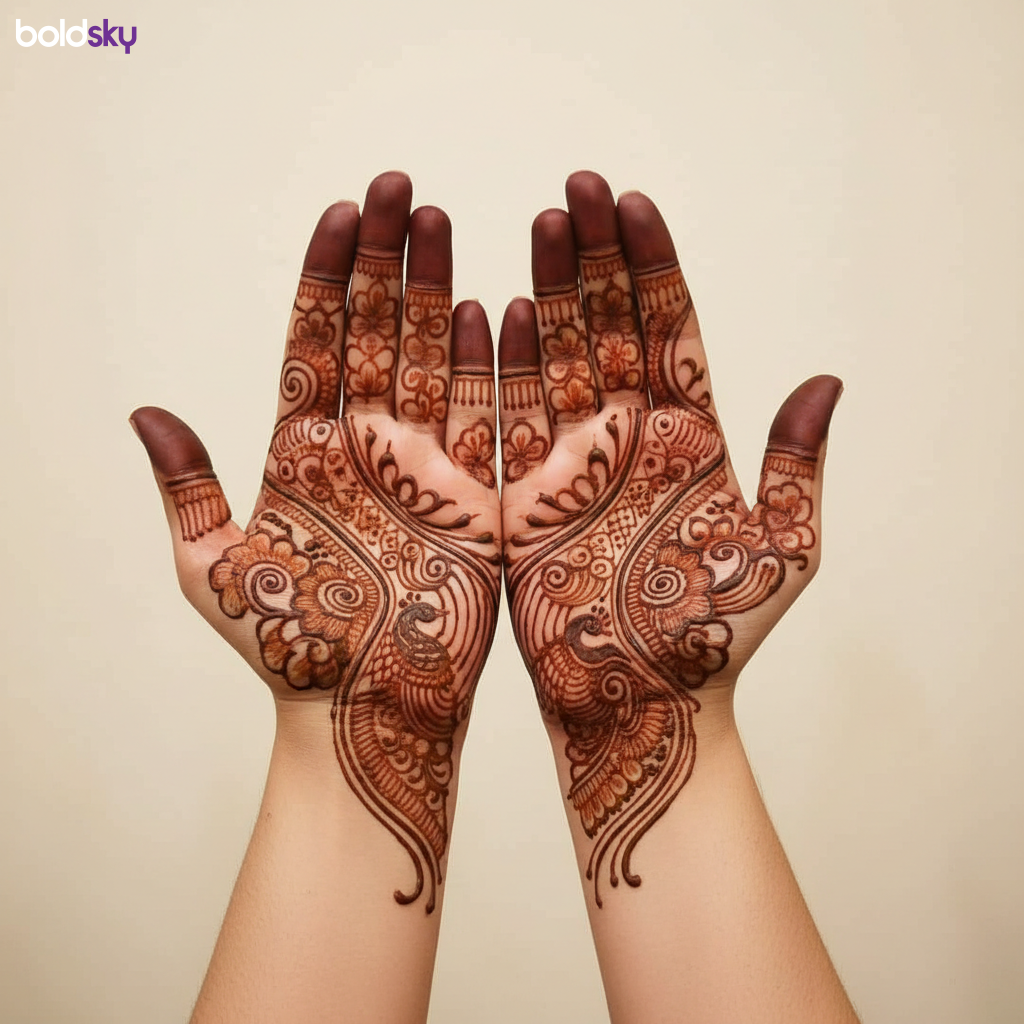 Both palms contemporary Teej mehndi