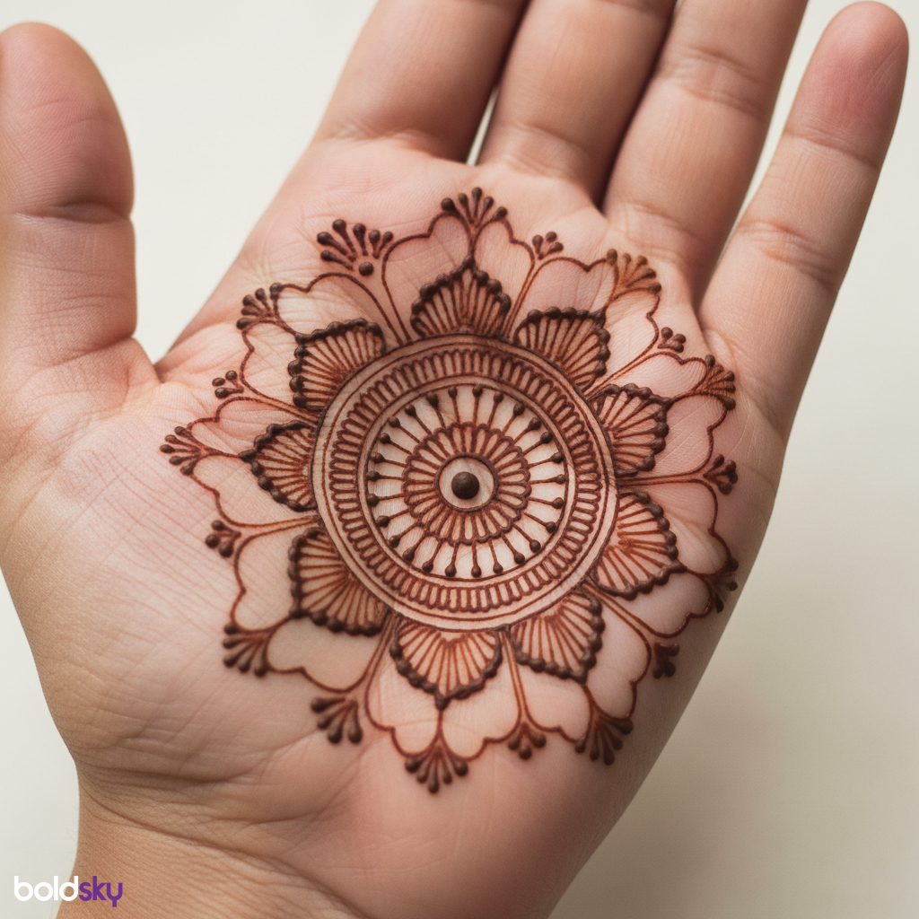 Left palm small mandala mehndi