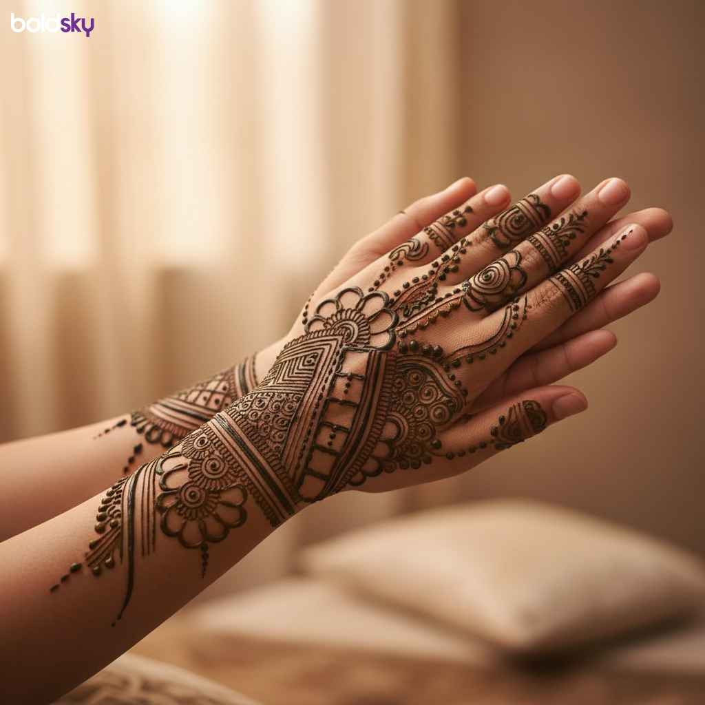 Back hands contemporary vine mehndi