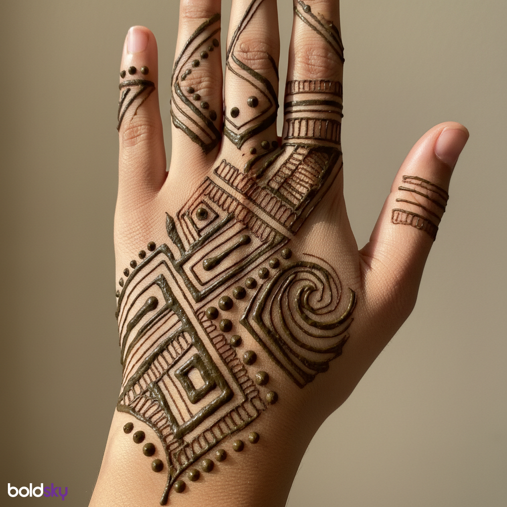 Back of left hand tribal mehndi design