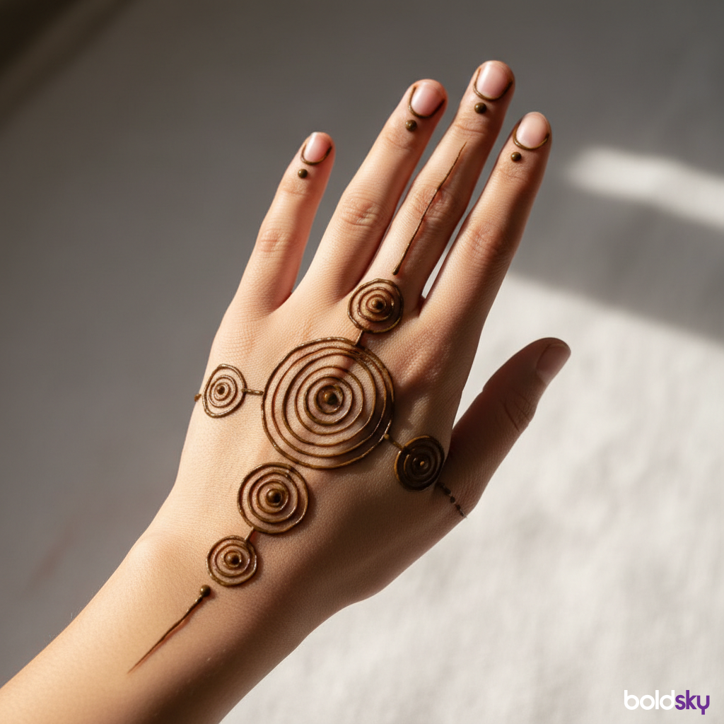 Left back hand simple circular mehndi