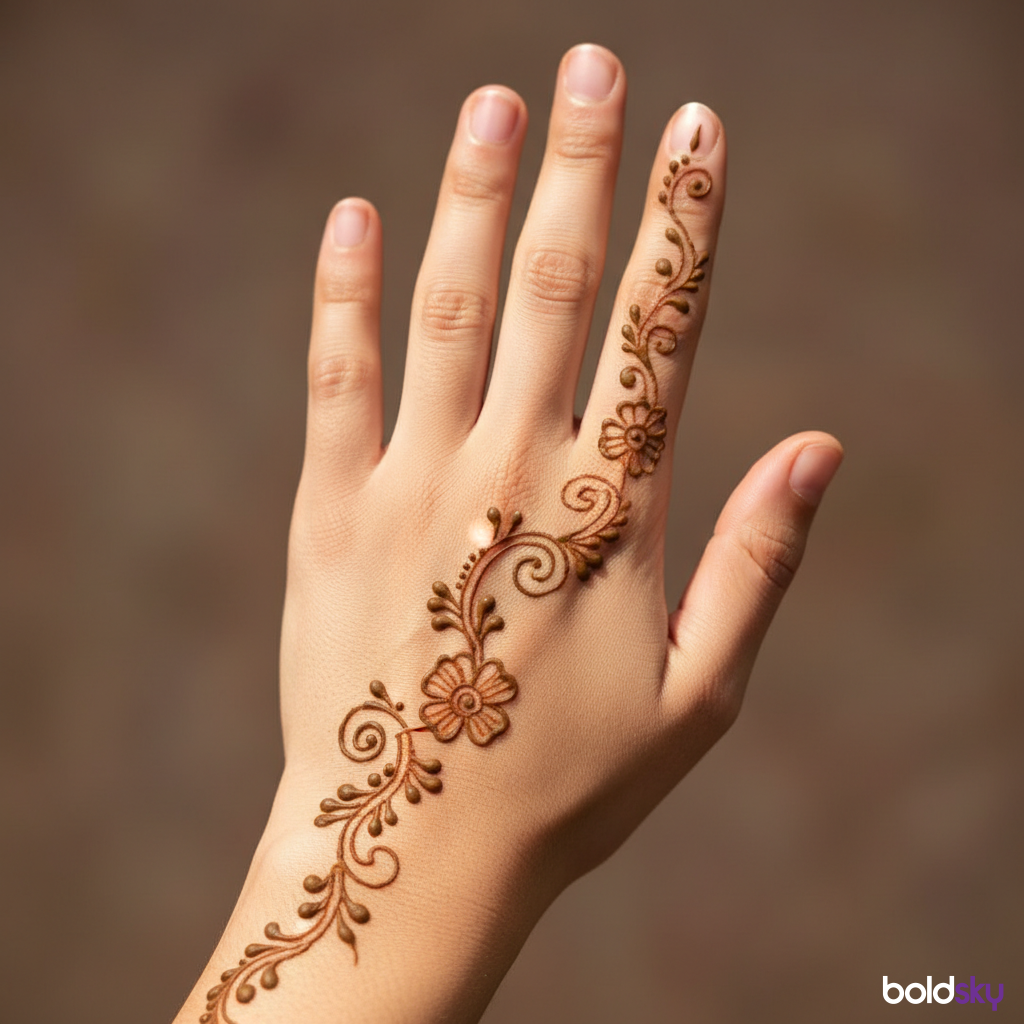 Left back easy floral vine mehndi