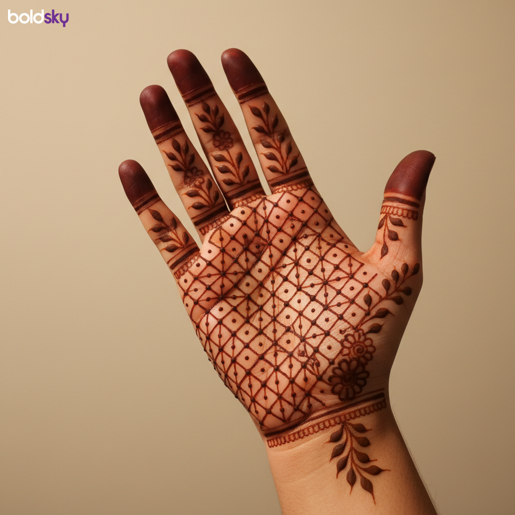 Right hand contemporary jaali mehndi design