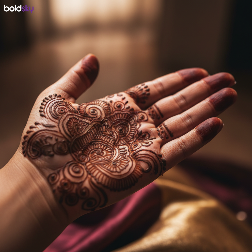 Left hand bold paisley mehndi design
