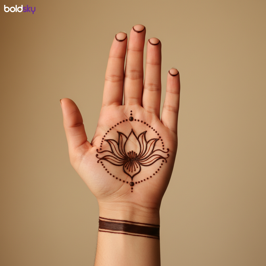 Left palm simple elegant floral mehndi.