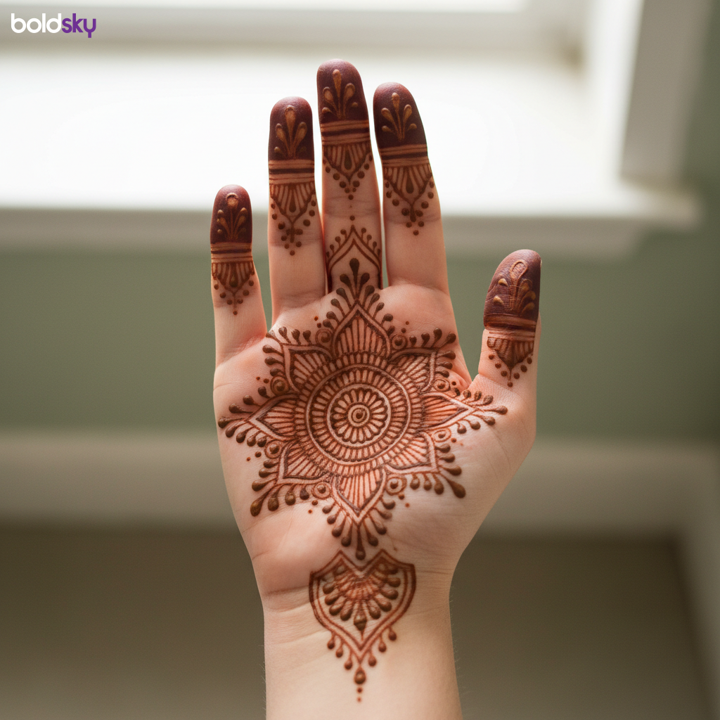 Right palm mandala mehndi design