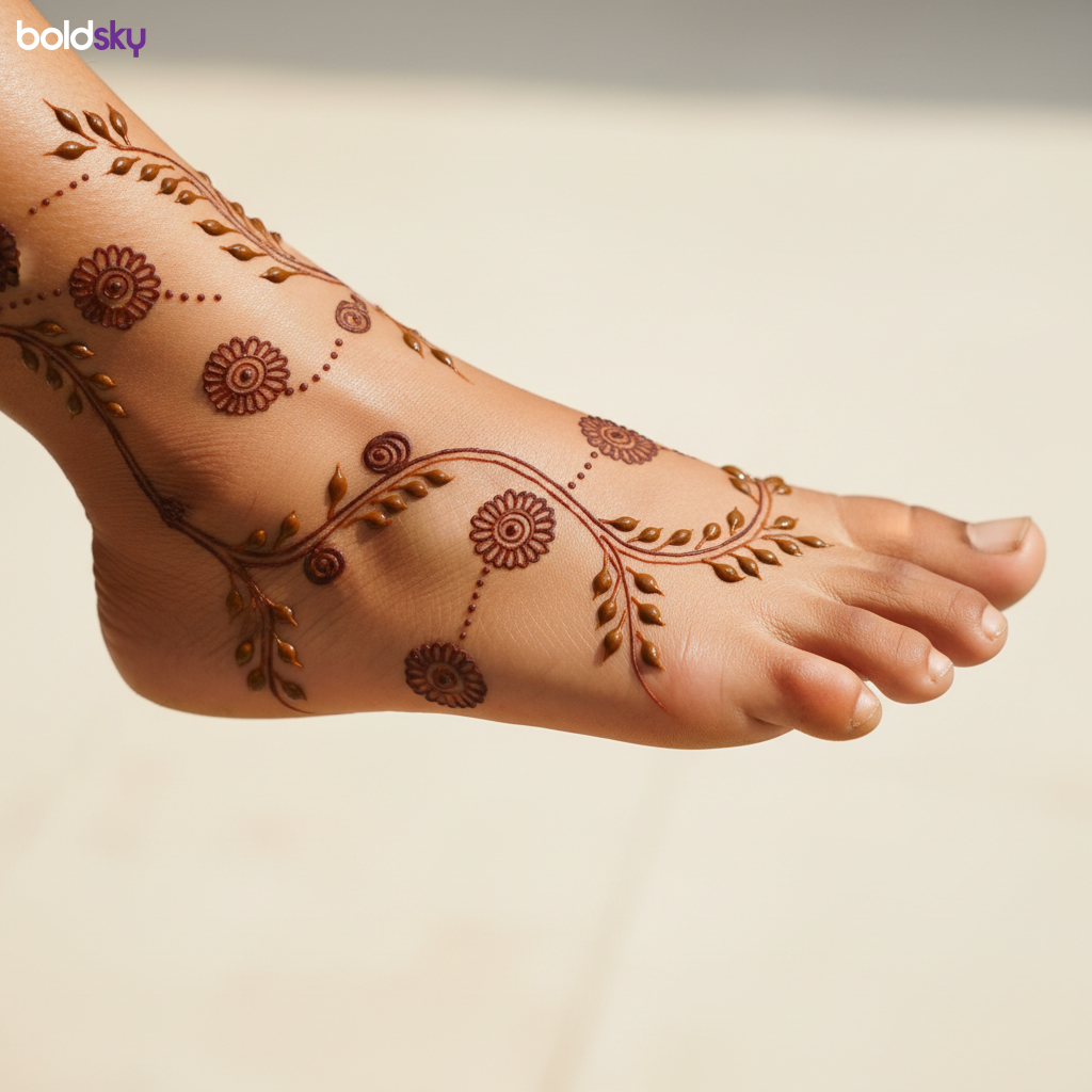 top of right foot delicate mehndi