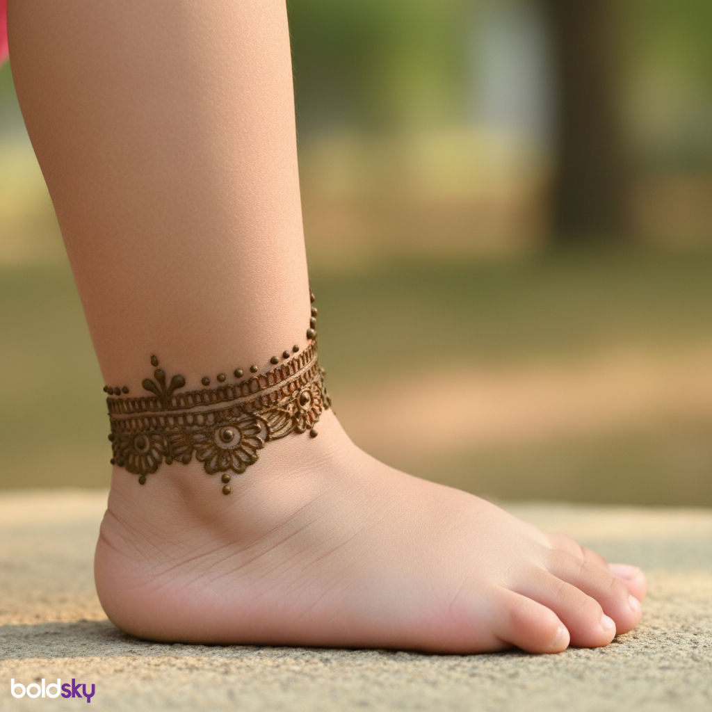 Child's foot anklet mehndi design