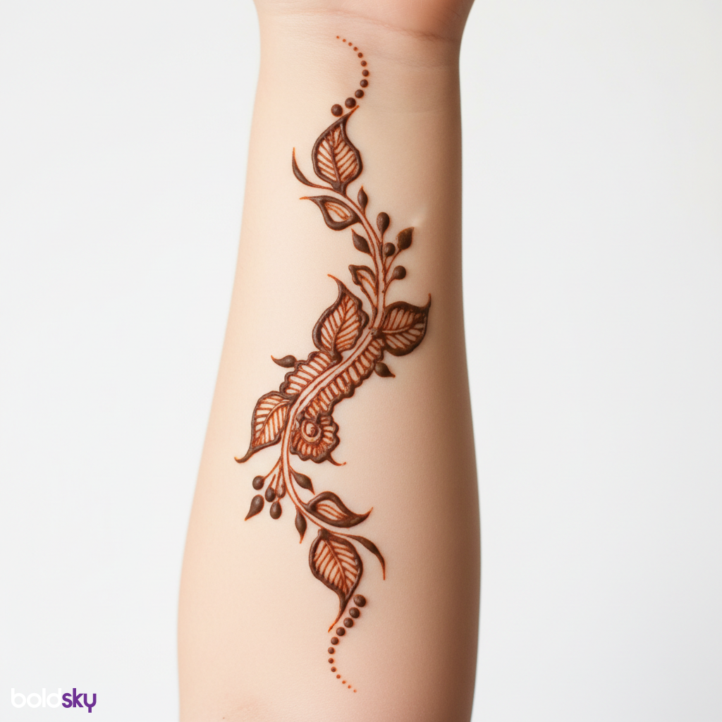 Child's forearm trailing vine mehndi