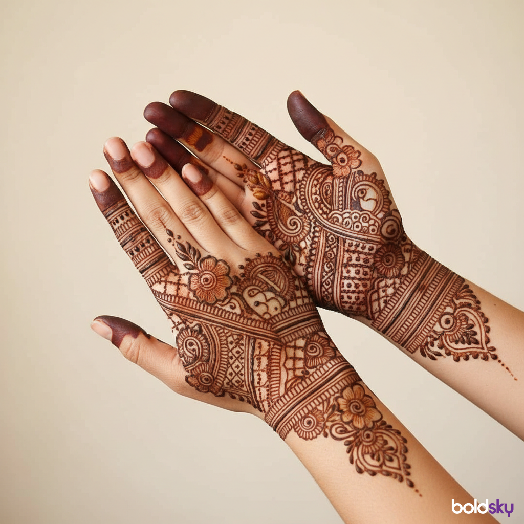Back of hands contemporary Teej mehndi