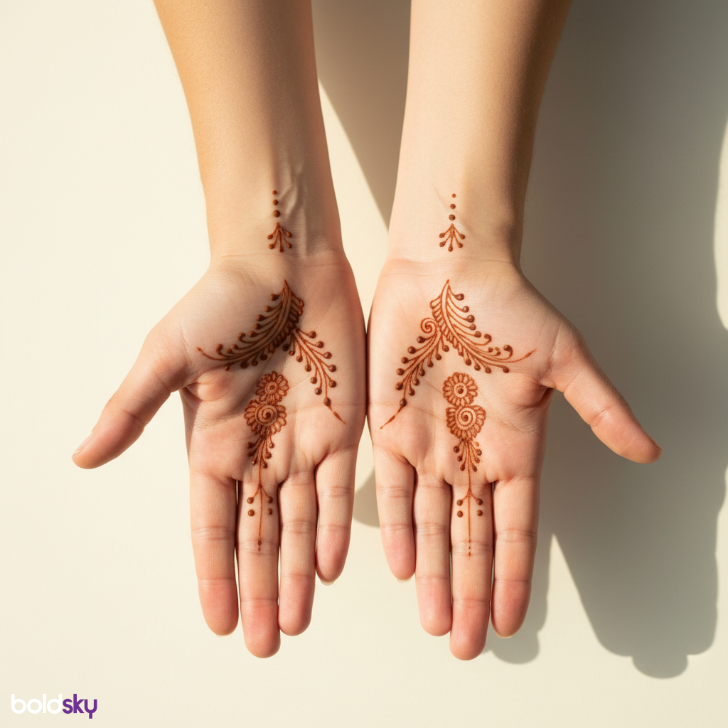 Both palms matching simple finger mehndi
