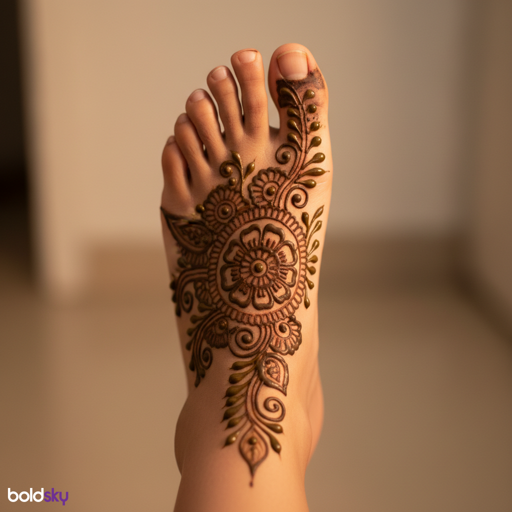 Left foot simple ankle band mehndi