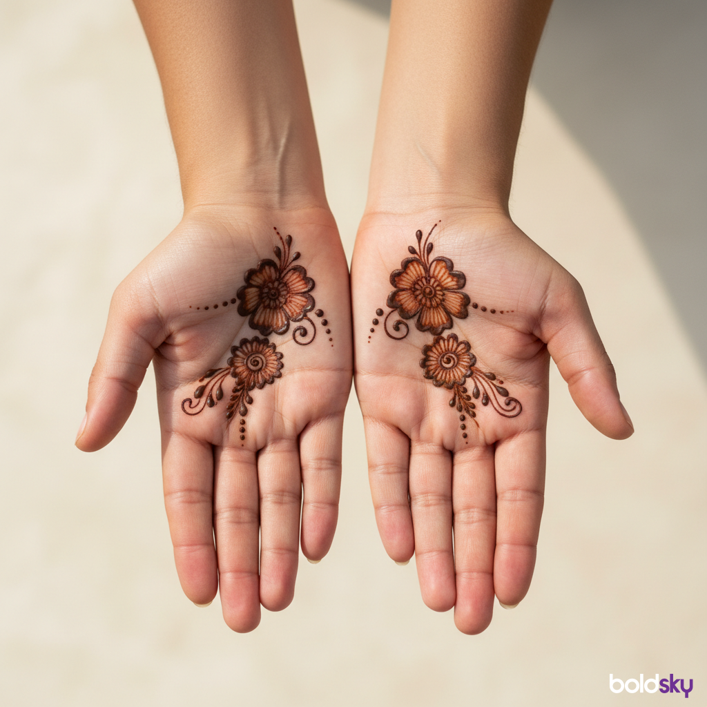 Both palms matching simple finger mehndi