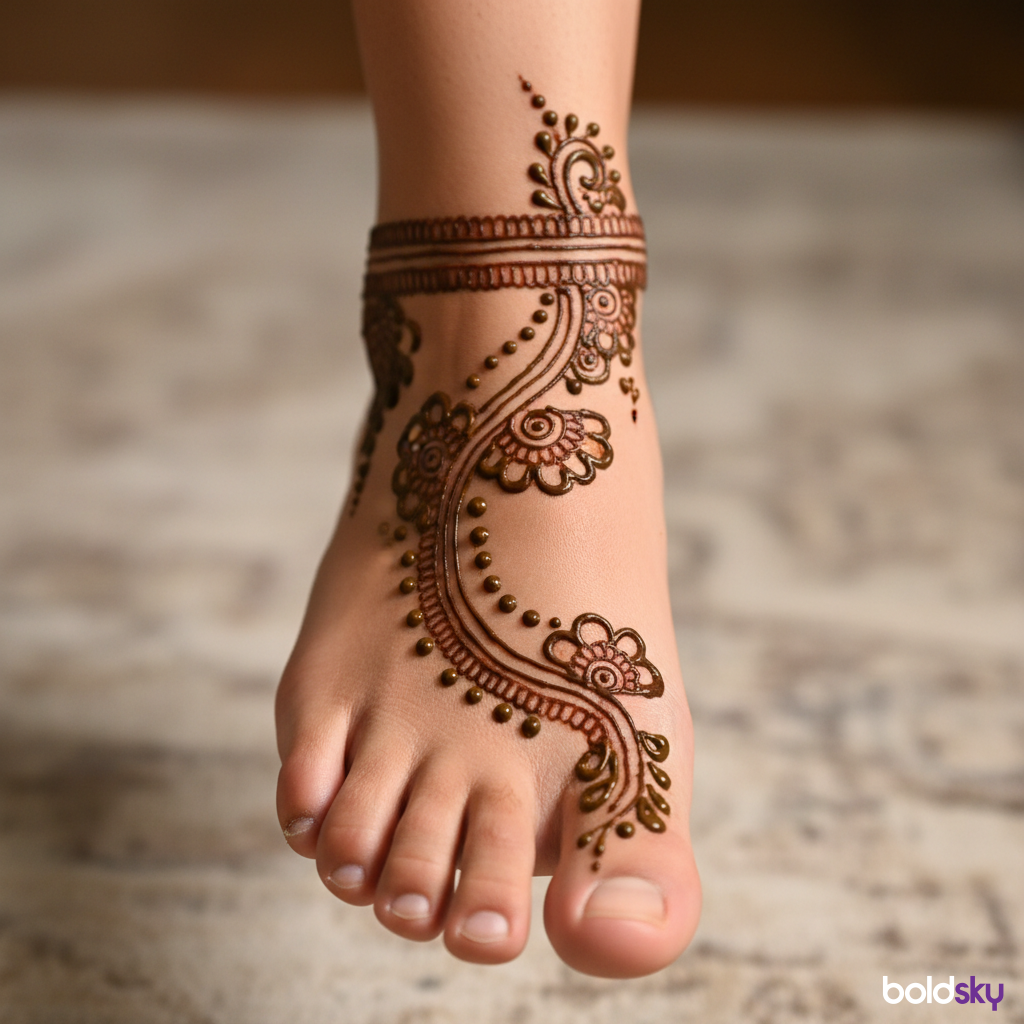 Right foot simple ankle band mehndi
