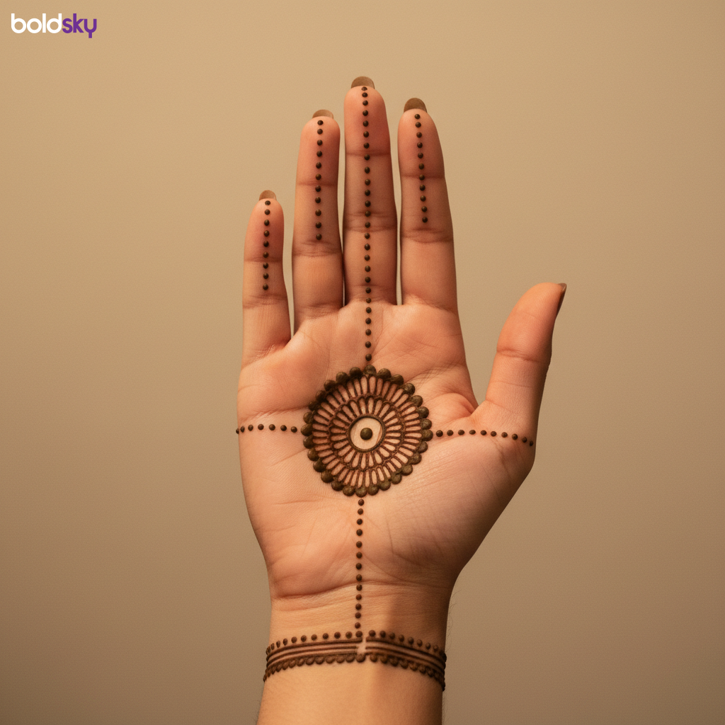 Right palm minimalist mandala mehndi